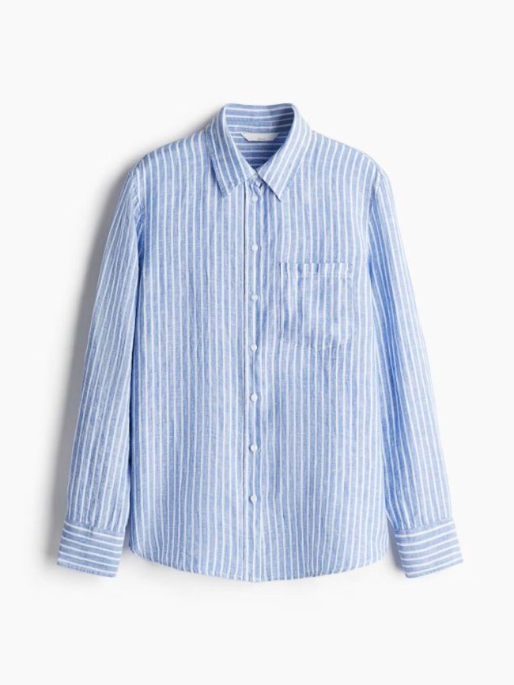 NWOT H&M Blue White Striped 100% Linen Shirt S